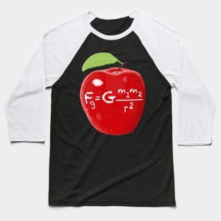 Science Teacher's Isaac Newton Law Of Gravity Apple Baseball T-Shirt